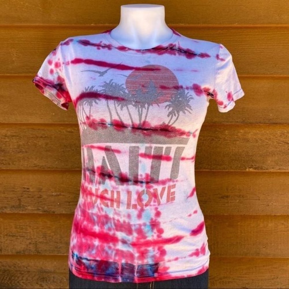 Vintage Vantage Haiti Much Love Custom Tie Dye Shirt Size S - Picture 2 of 11